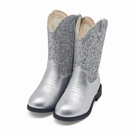 Kids Western Boots Girls Cowgirl Boots Unisex-Child Mid Calf Glitter Toddler Cowboy Boot Little Big Kids Western Riding Shoes