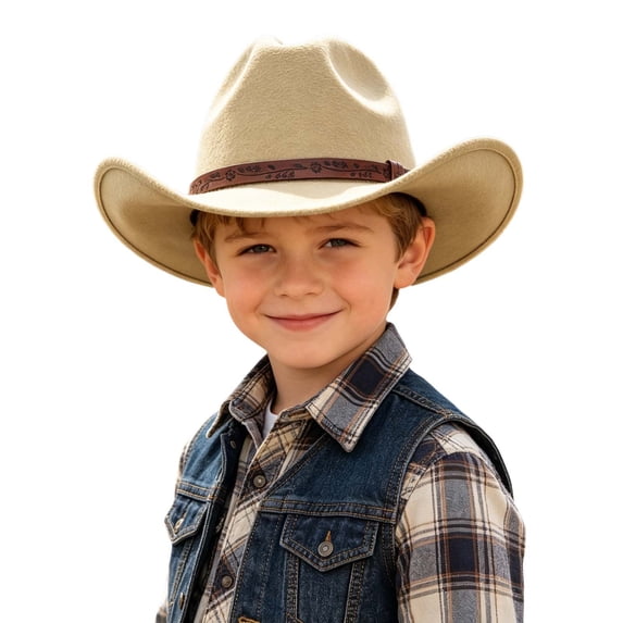 Kids Western Cowboy Hat for Children or Style Hat for Boys and Girls Sun Adjustable Fit Easy Care Baby Toddler Headwear for Everyday Adventures Beige One Size