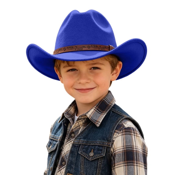 Kids Western Cowboy Hat for Children or Style Hat for Boys and Girls Sun Adjustable Fit Easy Care Baby Toddler Headwear for Everyday Adventures Blue One Size
