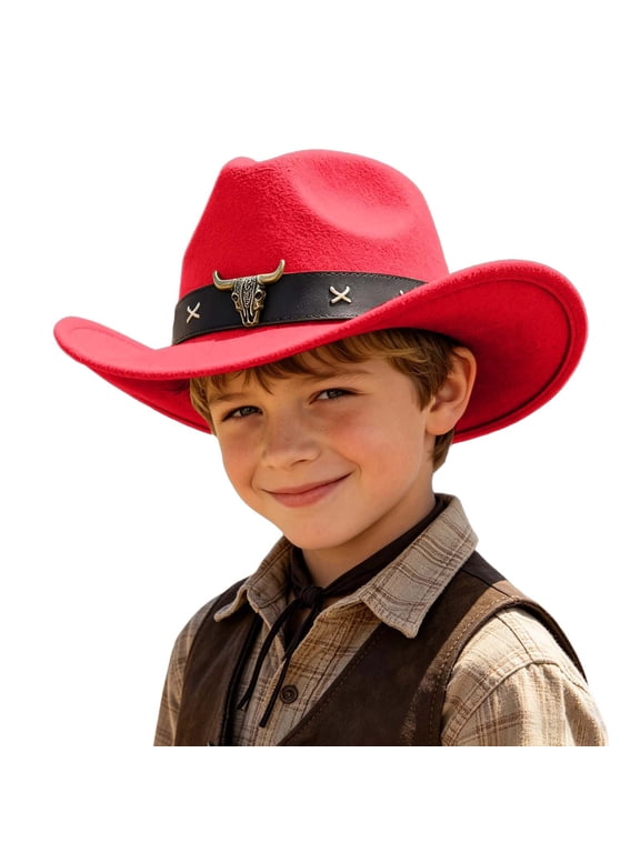 Kids Western Cowboy Hat Sun Protection Wide Brim For Boys Girls Ranch Theme Party Outdoor Play 6 12 Years