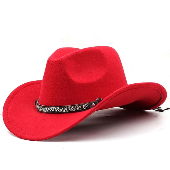 Kids Western Cowboy Hat Wide Brim Sun Hat with Band Adjustable Fit for Boys Girls 6-12 Years