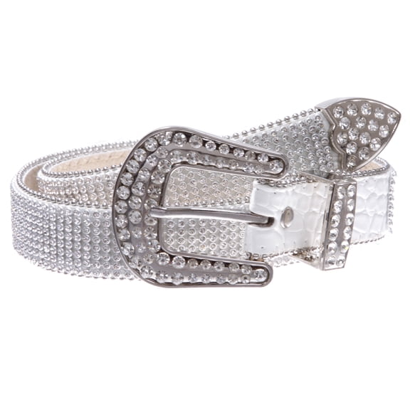 Kids Western Cowgirl Cowboy Rhinestone Strip Bling Leather Belt