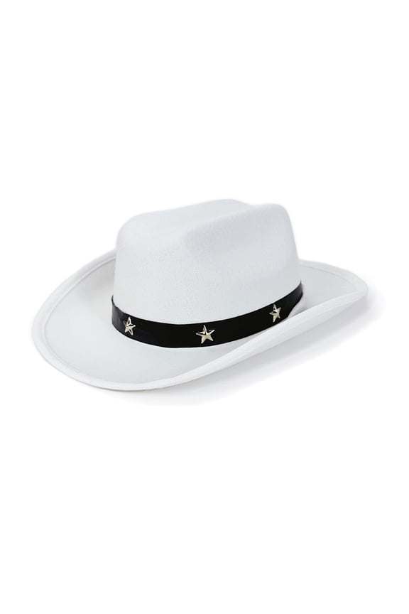 Kids Western Pork Pie Hat With Star Studs Adjustable Strap For Ages 3-12 Outdoor And Party Wear