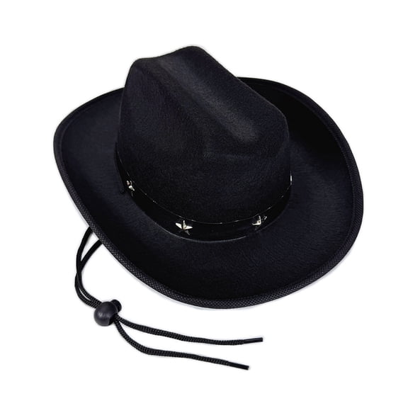 Kids Western Pork Pie Hat With Star Studs Adjustable Strap For Ages 3-12 Outdoor And Party Wear