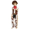 thumbnail image 1 of Kids Western Rodeo Cowboy or Cowgirl Classic Set - Vest, Pants, White T-Shirt, Brown Hat, Bandanna 5PC Outfits (Choose Color and Size)(L, Z05-Coffee), 1 of 7