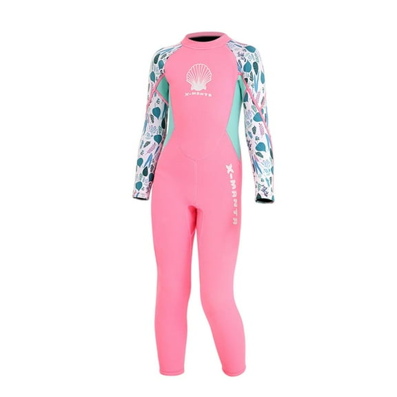 Kids Wetsuit 2.5 mm Full Length -Pieces Girls PUF50+ Swimming Suits for Diving, Surfing, Snorkeling - Pink M