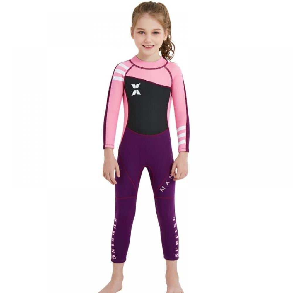 Kids Wetsuit For Boys Girls 2.5MM One Piece Full Body Neoprene Long Sleeve Swimsuit, UV