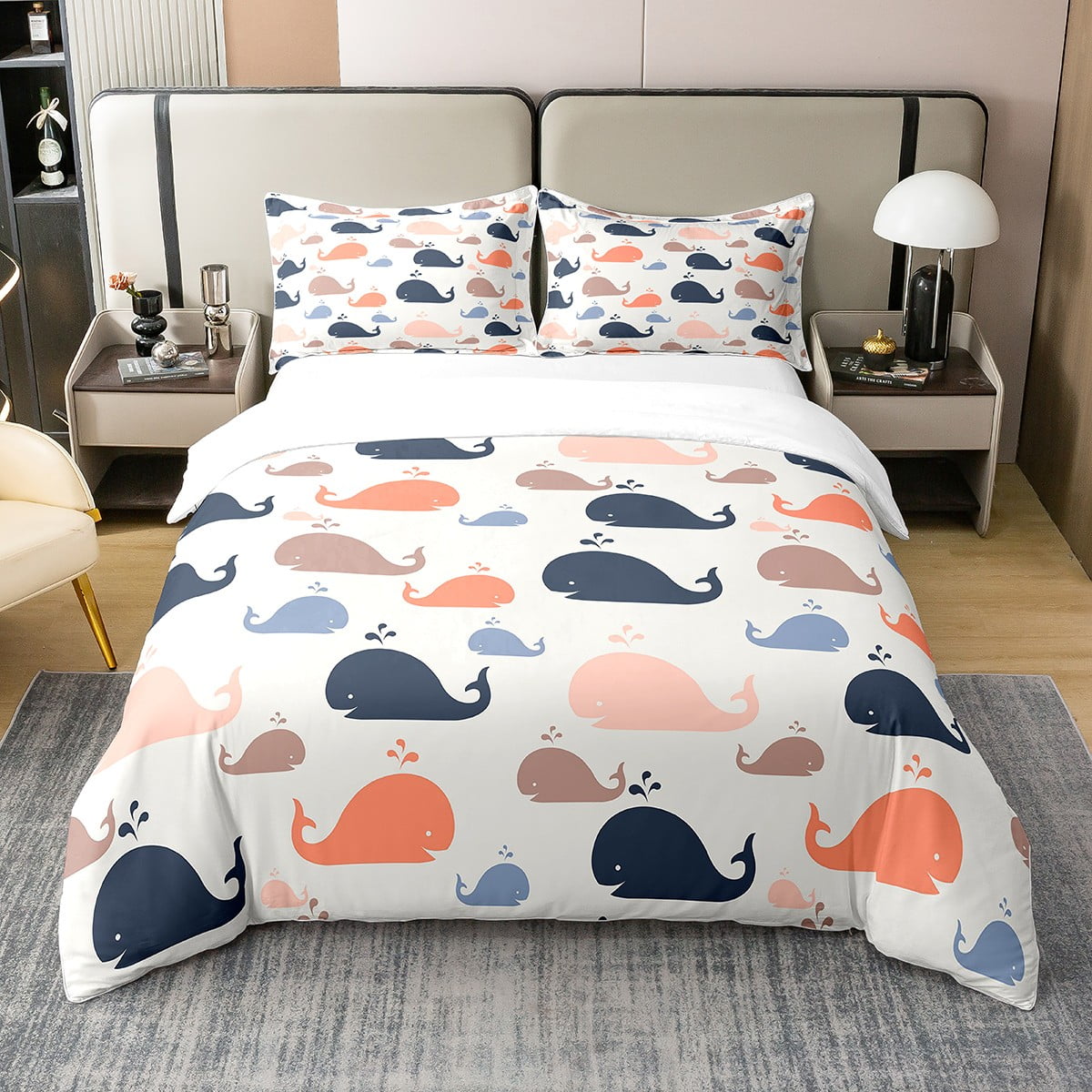 Kids Whale 100 Cotton Duvet Cover Twin, Cute Whale Marine Life Bedding