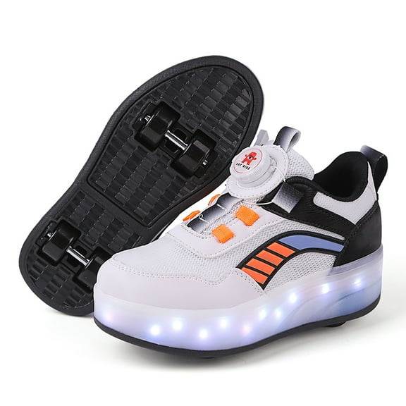 Kids Wheels Shoes with Lights Rechargeable Roller Skates Shoes Retractable Wheels Shoe LED Flashing Sneakers for Girls Boys Gift