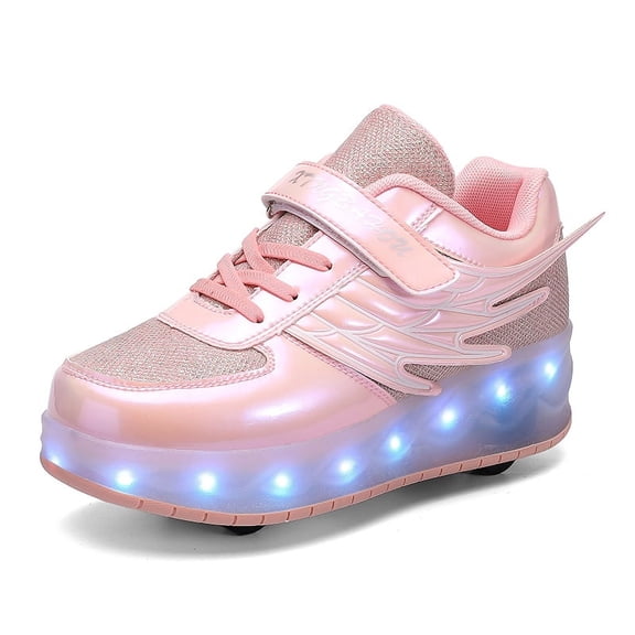 Kids Wheels Shoes with Lights Rechargeable Roller Skates Shoes Retractable Wheels Shoe LED Flashing Sneakers for Girls Boys Gift
