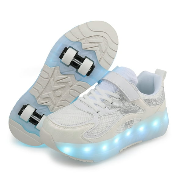 Kids Wheels Shoes with Lights Rechargeable Roller Skates Shoes Retractable Wheels Shoe LED Flashing Sneakers for Girls Boys Gift