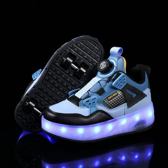 Kids Wheels Shoes with Lights Rechargeable Roller Skates Shoes Retractable Wheels Shoe LED Flashing Sneakers for Girls Boys Gift