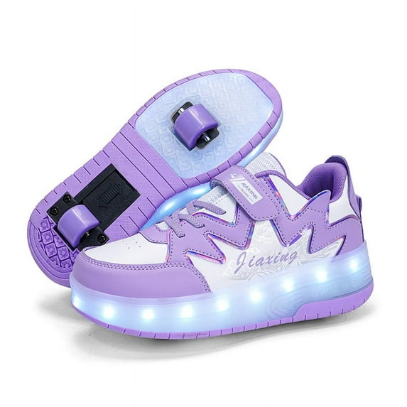 Kids Wheels Shoes with Lights Rechargeable Roller Skates Shoes Retractable Wheels Shoe LED Flashing Sneakers for Girls Boys Gift