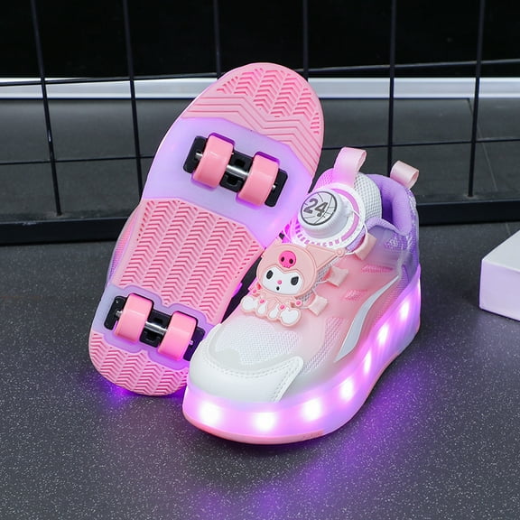 Kids Wheels Shoes with Lights Rechargeable Roller Skates Shoes Retractable Wheels Shoe LED Flashing Sneakers for Girls Boys Gift