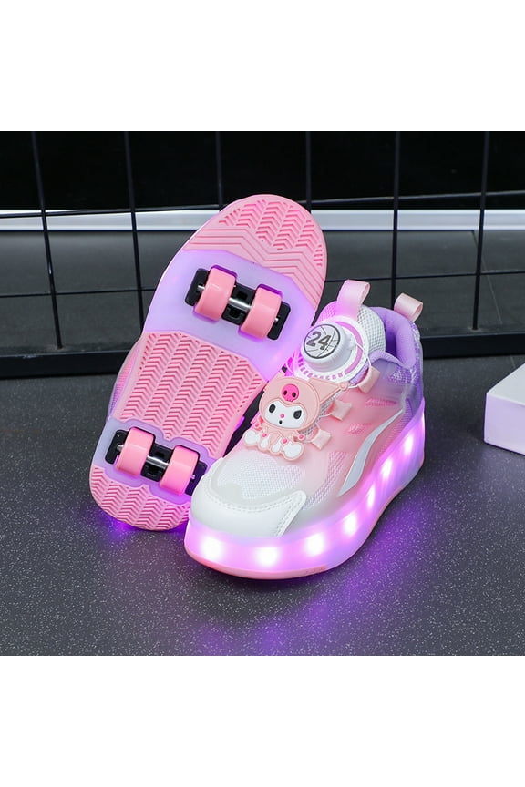 Kids Wheels Shoes with Lights Rechargeable Roller Skates Shoes Retractable Wheels Shoe LED Flashing Sneakers for Girls Boys Gift