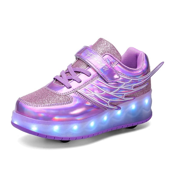 Kids Wheels Shoes with Lights Rechargeable Roller Skates Shoes Retractable Wheels Shoe LED Flashing Sneakers for Girls Boys Gift