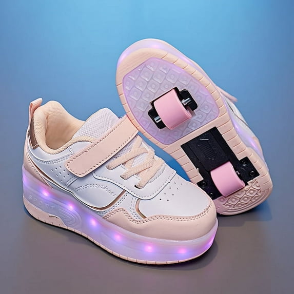 Kids Wheels Shoes with Lights Rechargeable Roller Skates Shoes Retractable Wheels Shoe LED Flashing Sneakers for Girls Boys Gift