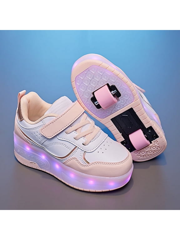 Kids Wheels Shoes with Lights Rechargeable Roller Skates Shoes Retractable Wheels Shoe LED Flashing Sneakers for Girls Boys Gift
