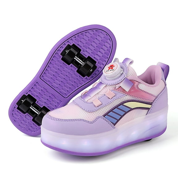 Kids Wheels Shoes with Lights Rechargeable Roller Skates Shoes Retractable Wheels Shoe LED Flashing Sneakers for Girls Boys Gift