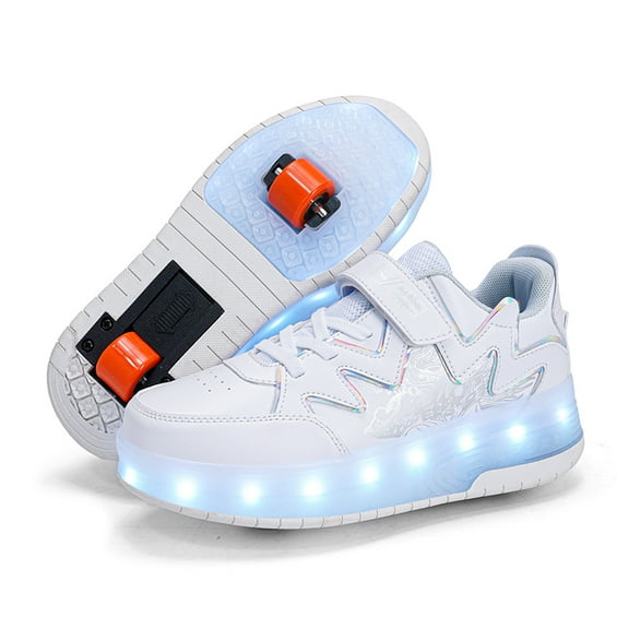 Kids Wheels Shoes with Lights Rechargeable Roller Skates Shoes Retractable Wheels Shoe LED Flashing Sneakers for Girls Boys Gift