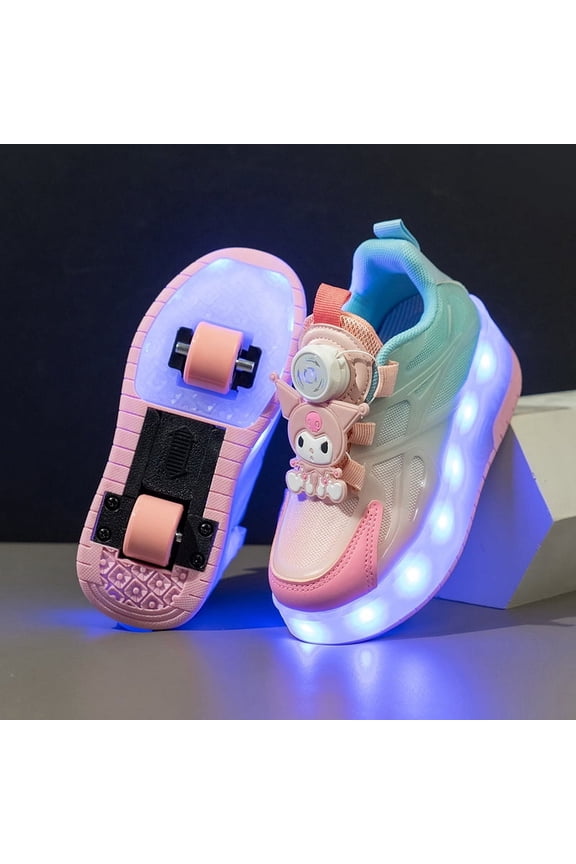 Kids Wheels Shoes with Lights Rechargeable Roller Skates Shoes Retractable Wheels Shoe LED Flashing Sneakers for Girls Boys Gift