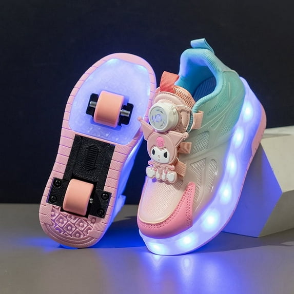Kids Wheels Shoes with Lights Rechargeable Roller Skates Shoes Retractable Wheels Shoe LED Flashing Sneakers for Girls Boys Gift