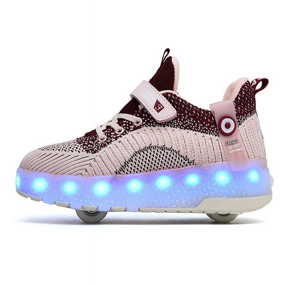 Kids Wheels Shoes with Lights Rechargeable Roller Skates Shoes Retractable Wheels Shoe LED Flashing Sneakers for Girls Boys Gift