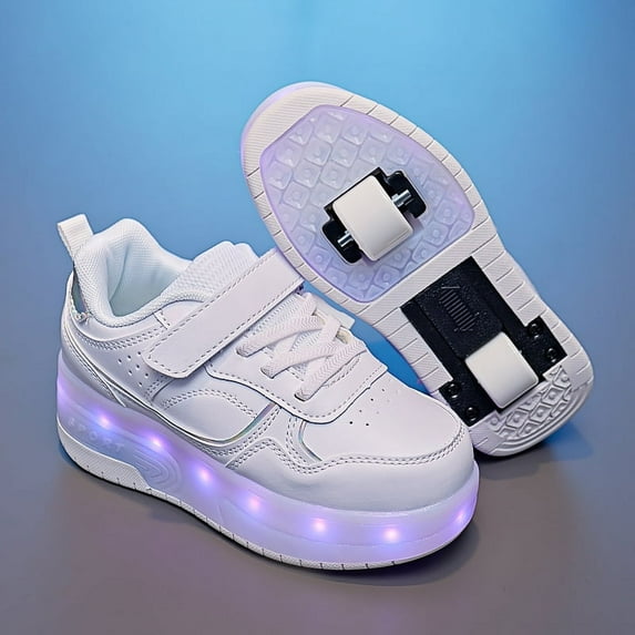 Kids Wheels Shoes with Lights Rechargeable Roller Skates Shoes Retractable Wheels Shoe LED Flashing Sneakers for Girls Boys Gift