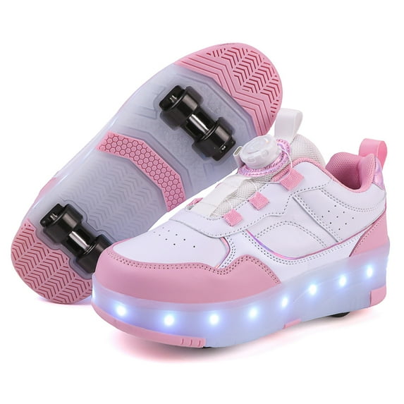 Kids Wheels Shoes with Lights Rechargeable Roller Skates Shoes Retractable Wheels Shoe LED Flashing Sneakers for Girls Boys Gift