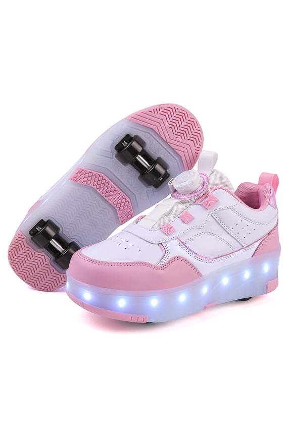 Kids Wheels Shoes with Lights Rechargeable Roller Skates Shoes Retractable Wheels Shoe LED Flashing Sneakers for Girls Boys Gift