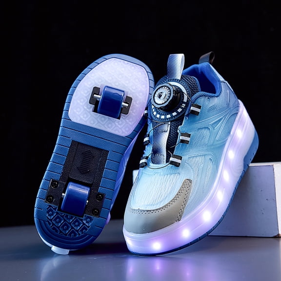 Kids Wheels Shoes with Lights Rechargeable Roller Skates Shoes Retractable Wheels Shoe LED Flashing Sneakers for Girls Boys Gift