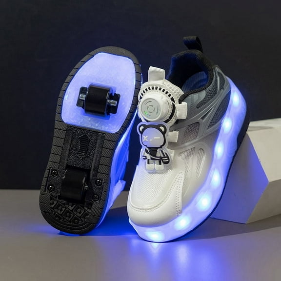 Kids Wheels Shoes with Lights Rechargeable Roller Skates Shoes Retractable Wheels Shoe LED Flashing Sneakers for Girls Boys Gift
