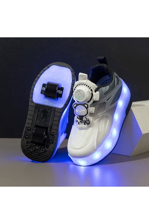 Kids Wheels Shoes with Lights Rechargeable Roller Skates Shoes Retractable Wheels Shoe LED Flashing Sneakers for Girls Boys Gift