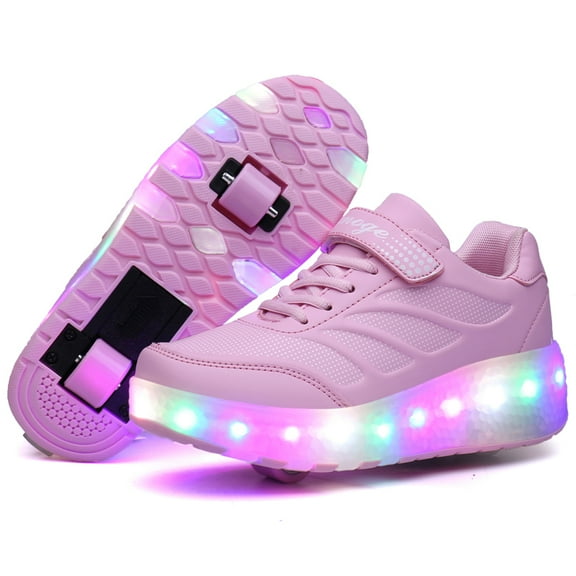 Kids Wheels Shoes with Lights Rechargeable Roller Skates Shoes Retractable Wheels Shoe LED Flashing Sneakers for Girls Boys Gift