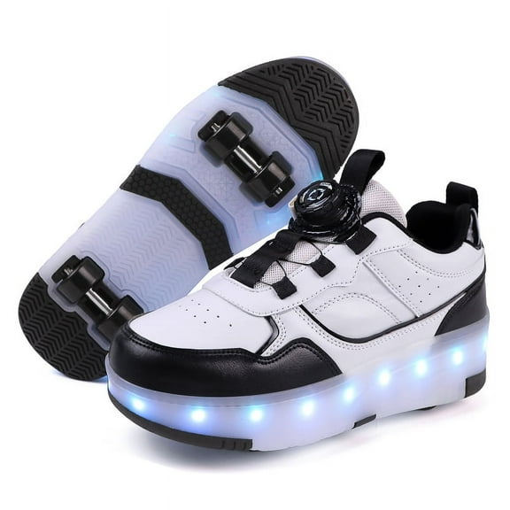 Kids Wheels Shoes with Lights Rechargeable Roller Skates Shoes Retractable Wheels Shoe LED Flashing Sneakers for Girls Boys Gift