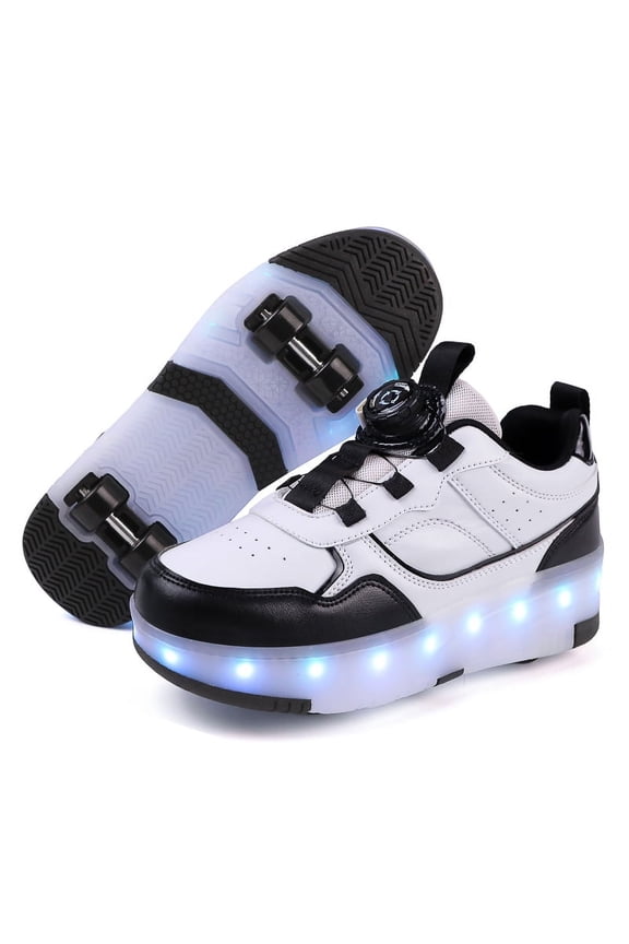 Kids Wheels Shoes with Lights Rechargeable Roller Skates Shoes Retractable Wheels Shoe LED Flashing Sneakers for Girls Boys Gift