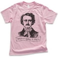 thumbnail image 1 of Kids When It Rains It Poes Shirt, Youth Kids Boy Girl T-Shirt, Edgar Allen Poe Shirt, Funny Gothic Poe Poet Tee, Light Pink, Large, 1 of 4