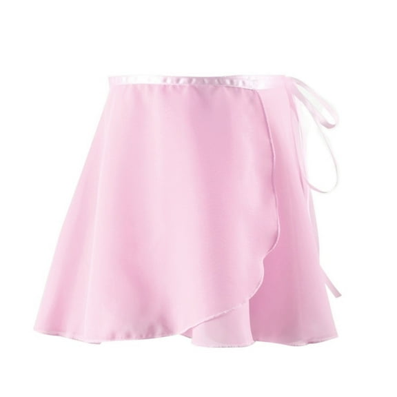 Kids White Black Pink Lilac Blue Gray Wrapped Chiffon Ballet Dance Wear Skirt With Ribbon