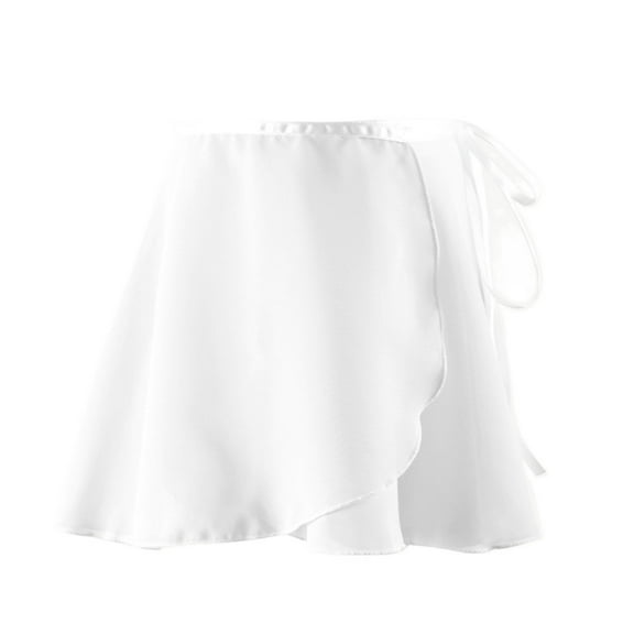 Kids White Black Pink Lilac Blue Gray Wrapped Chiffon Ballet Dance Wear Skirt With Ribbon
