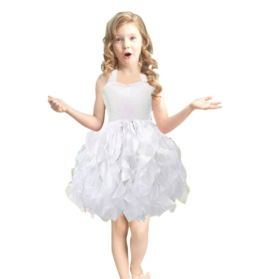 Kids White Girl Dresses Ruffle Toddler Tulle Dress Spring Dresses for Girls Party Dress Clothes 2-4 Years