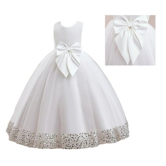 Kids White Girls Dress Ruffle Sleeveless Kids Formal Dresses for Girls Formal Dresses for Girls Girls Dresses Size 8-10 Years
