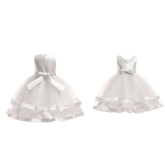 Kids White Girls Dress Ruffle Sleeveless Tulle Dress for Girls Dresses for Girls Hallowmas Dresses for Toddler Girls 5-6 Years