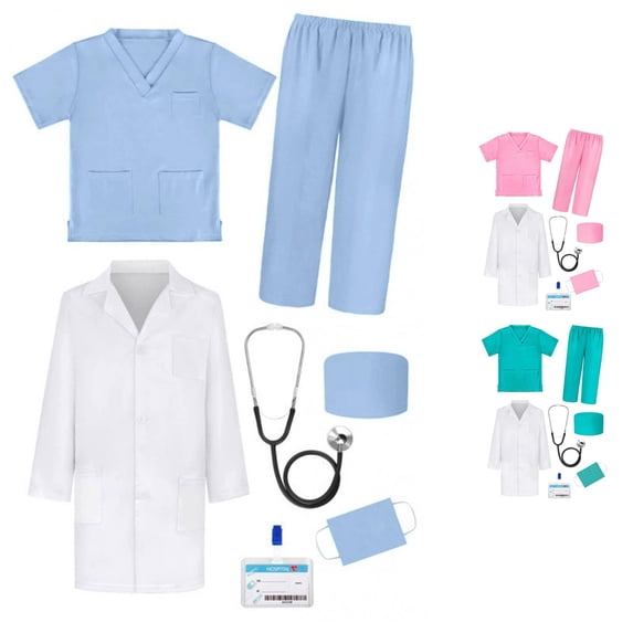 Kids White Lab Coat Doctor Pretend Play Uniform for s Boys Girls ...