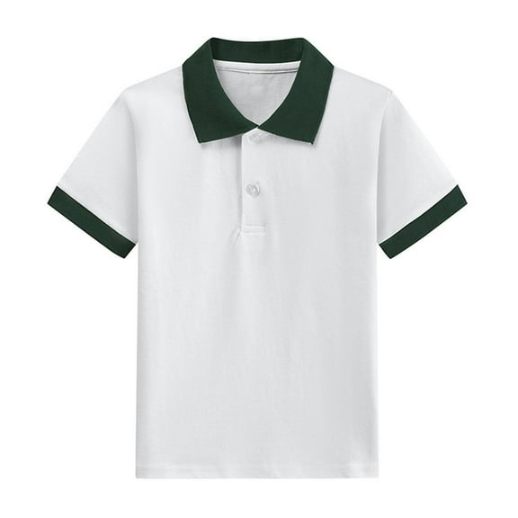 Kids White Polos Shirts for Boys Girls School Uniform Summer Collared Shirts Comfort Cute Cotton Tops Green, 12T