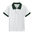 thumbnail image 1 of Kids White Polos Shirts for Boys Girls School Uniform Summer Collared Shirts Comfort Cute Cotton Tops Green, 7T, 1 of 4