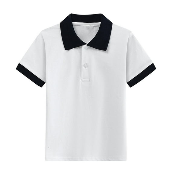 Kids White Polos Shirts for Boys Girls School Uniform Summer Collared Shirts Comfort Cute Cotton Tops Navy, 5T