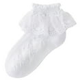 thumbnail image 1 of Kids White Socks Girl Socks with Ruffle Lace Frilly, Princess Dress Dance Ruffle Socks Christmas Socks White 7Y, 1 of 7