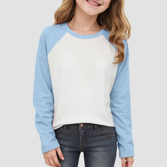 Kids White T Shirt Girls Fashion Girls Long Sleeve Cotton T Shirts Kids Summer Tops Crewneck Tees