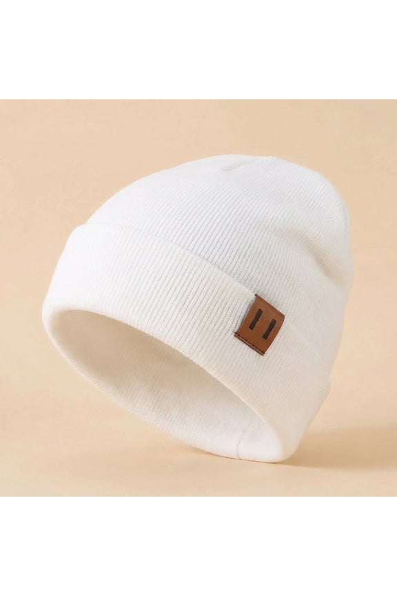Kids White Winter Tam Beanie – Soft, Warm Knit Hat