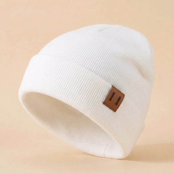 Kids White Winter Tam Beanie – Soft, Warm Knit Hat